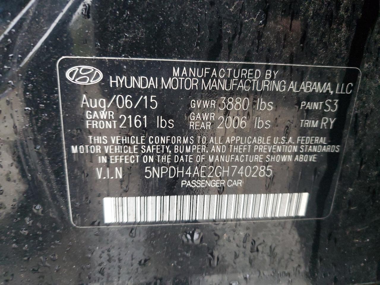 5NPDH4AE2GH740285 2016 Hyundai Elantra Se