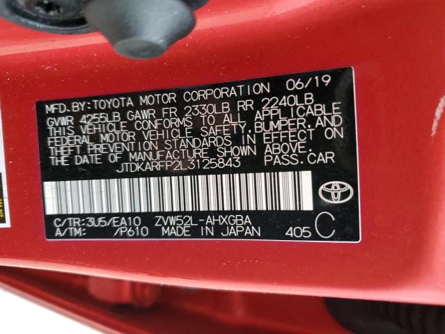 2020 Toyota Prius Prime Le VIN: JTDKARFP2L3125843 Lot: 48321914