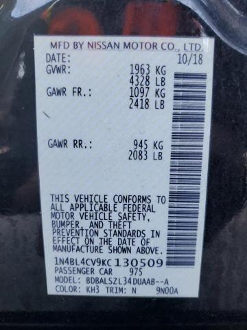 2019 NISSAN ALTIMA SR - 1N4BL4CV9KC130509