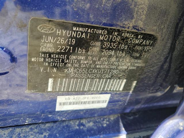 2019 HYUNDAI IONIQ BLUE - KMHC65LCXKU171280