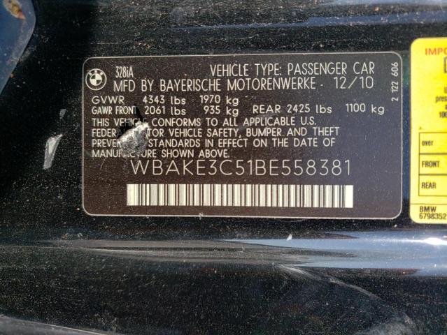 2011 BMW 328 I VIN: WBAKE3C51BE558381 Lot: 46436754