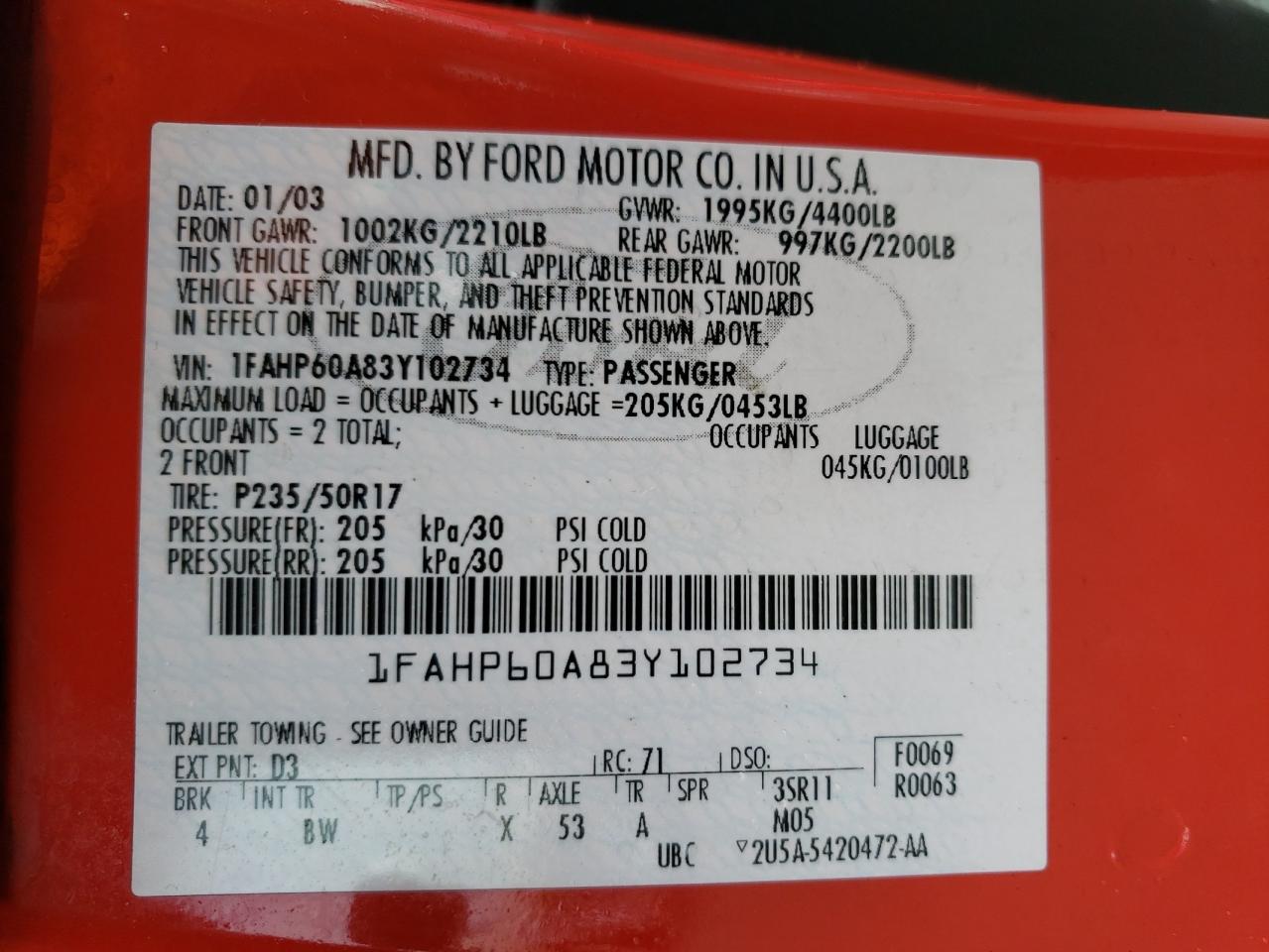 1FAHP60A83Y102734 2003 Ford Thunderbird