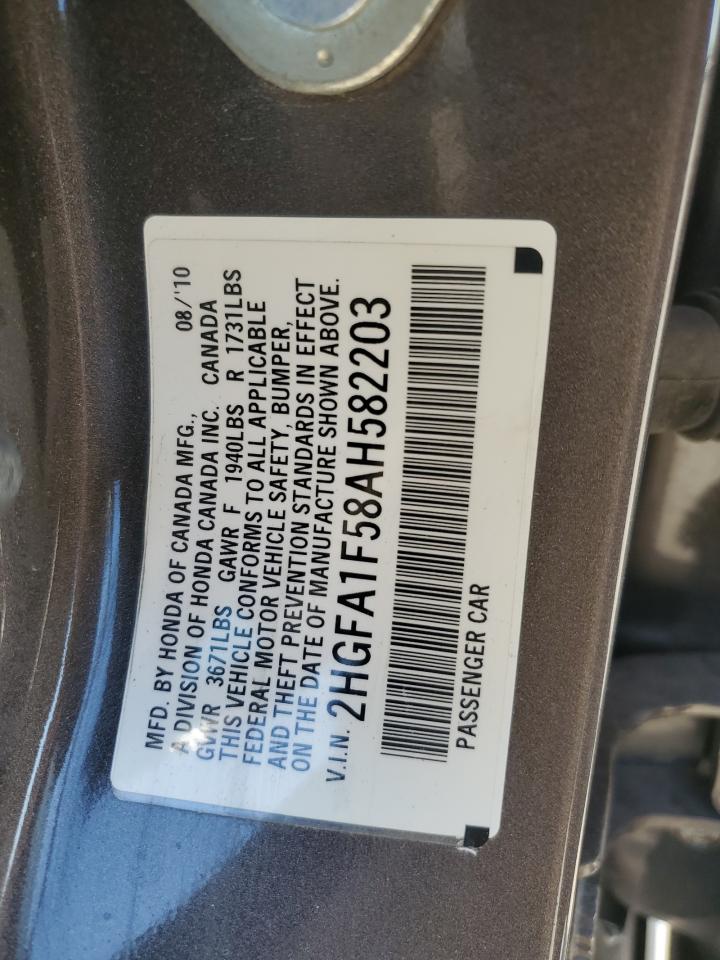 2HGFA1F58AH582203 2010 Honda Civic Lx