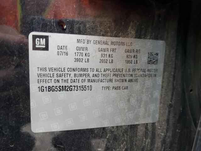 2016 Chevrolet Cruze Premier VIN: 1G1BG5SM2G7315510 Lot: 47742604
