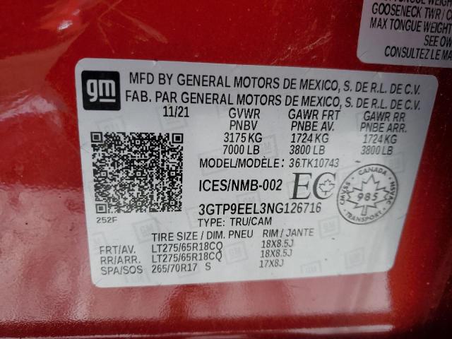 3GTP9EEL3NG126716 2022 GMC Sierra Limited K1500 At4