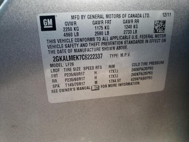 2012 GMC Terrain Sle VIN: 2GKALMEK7C6222337 Lot: 48153864