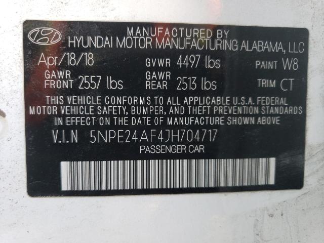 2018 Hyundai Sonata Se VIN: 5NPE24AF4JH704717 Lot: 47598554