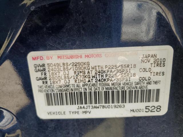 2011 Mitsubishi Outlander Se VIN: JA4JT3AW7BU019263 Lot: 47781494