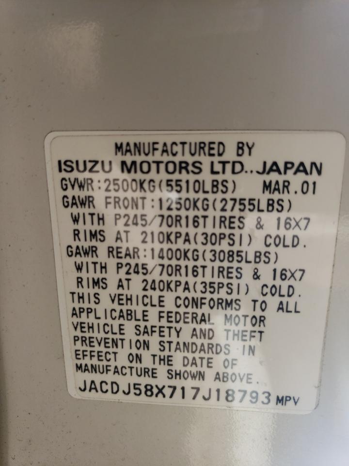 jacdj58x717j18793 JACDJ58X717J18793 2001 Isuzu Trooper S