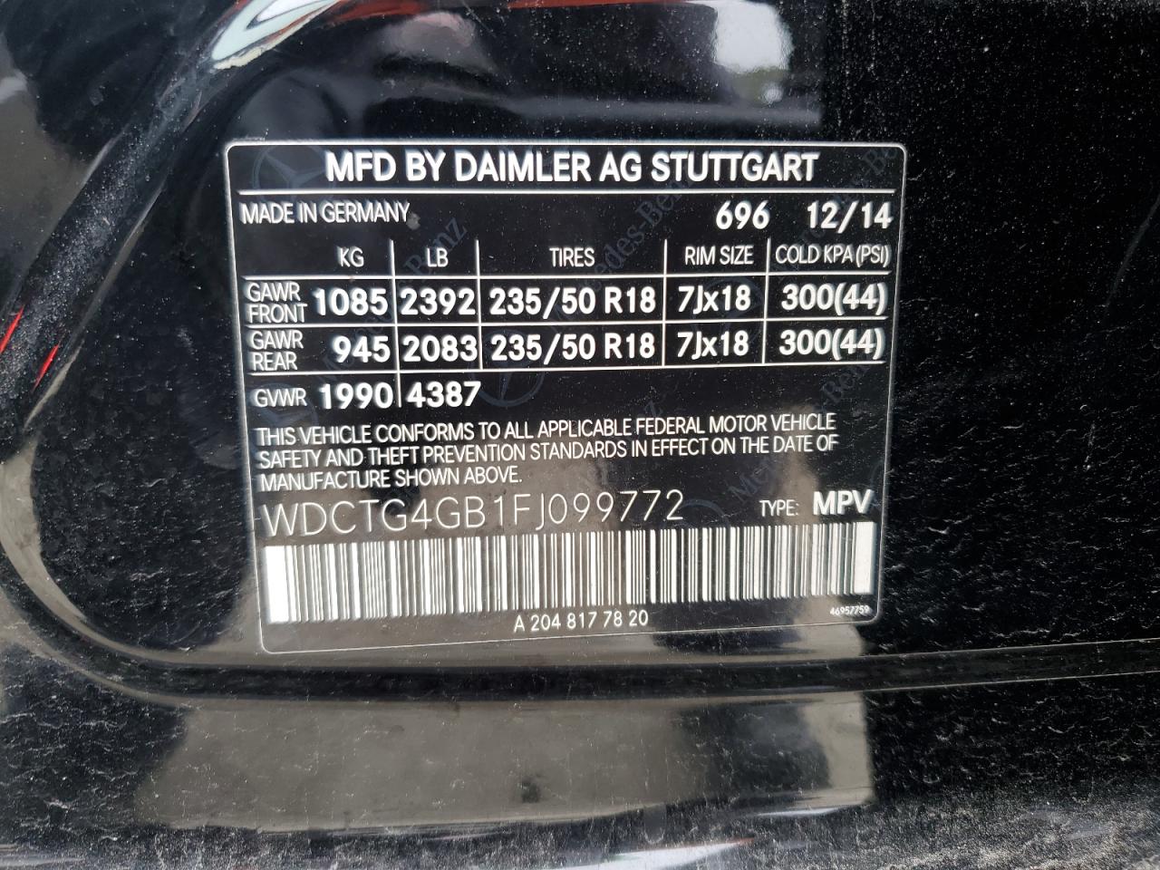 WDCTG4GB1FJ099772 2015 Mercedes-Benz Gla 250 4Matic