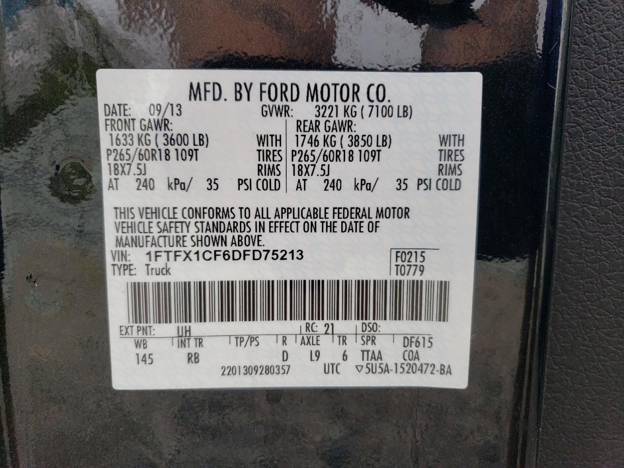 1FTFX1CF6DFD75213 2013 Ford F150 Super Cab