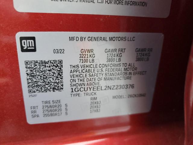 2022 CHEVROLET SILVERADO - 1GCUYEEL2NZ230376
