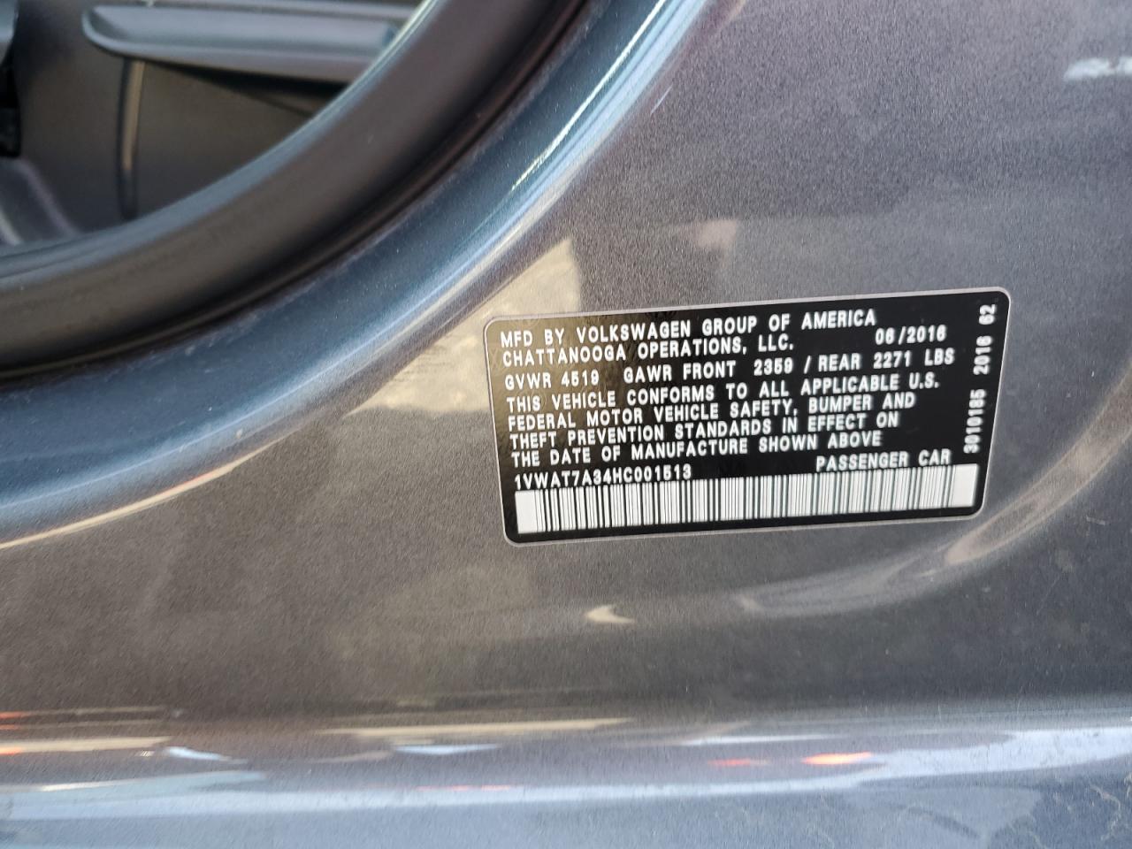 1VWAT7A34HC001513 2017 Volkswagen Passat S 1VWAT7A34HC001513 2017 Volkswagen Passat S
