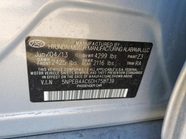 2013 Hyundai Sonata Gls VIN: 5NPEB4AC6DH758739 Lot: 48678824