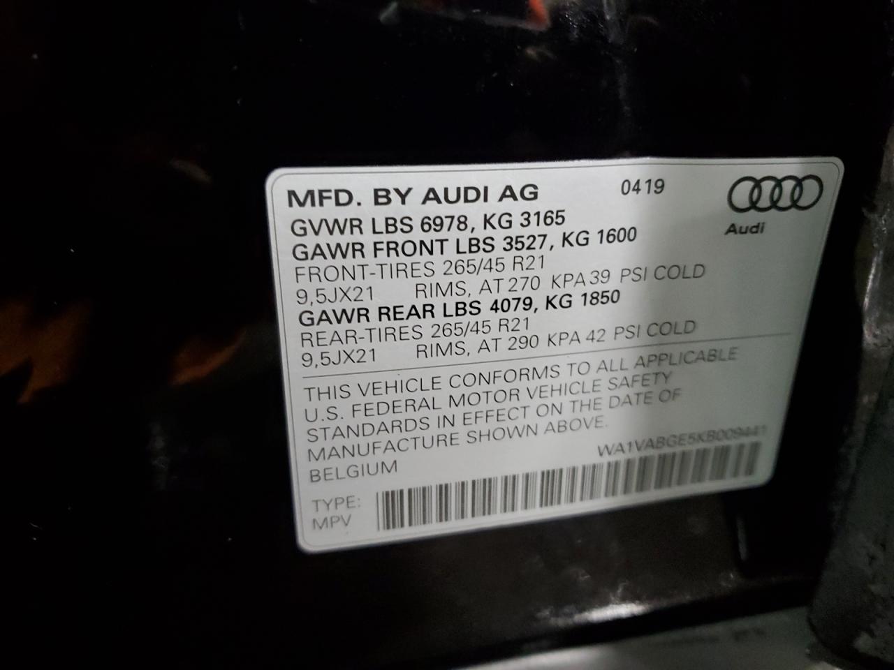 WA1VABGE5KB009441 Audi e-tron 2019. Фото: 11
