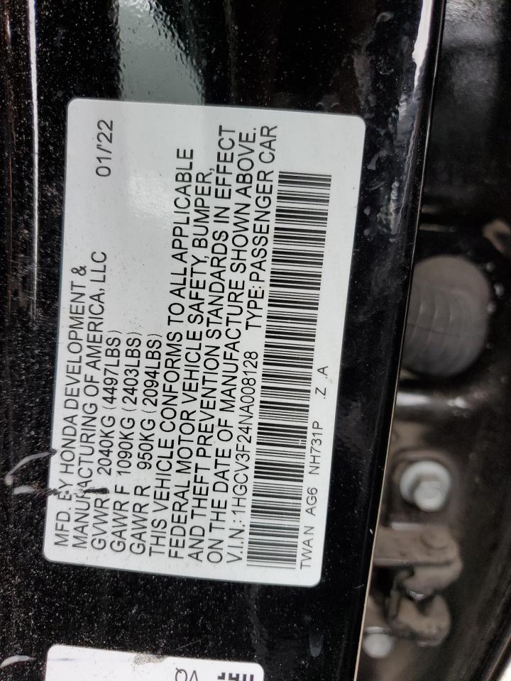 1HGCV3F24NA008128 2022 Honda Accord Hybrid Sport