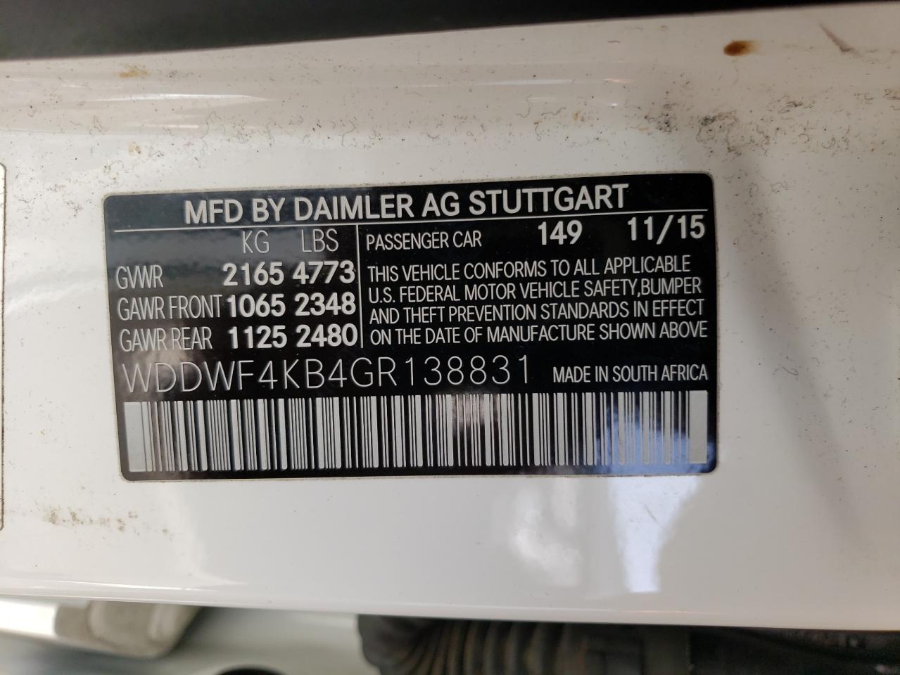 WDDWF4KB4GR138831 2016 Mercedes-Benz C 300 4Matic