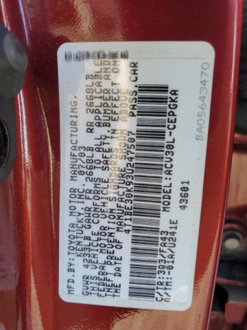 4T1BE30K93U247507 2003 Toyota Camry Le