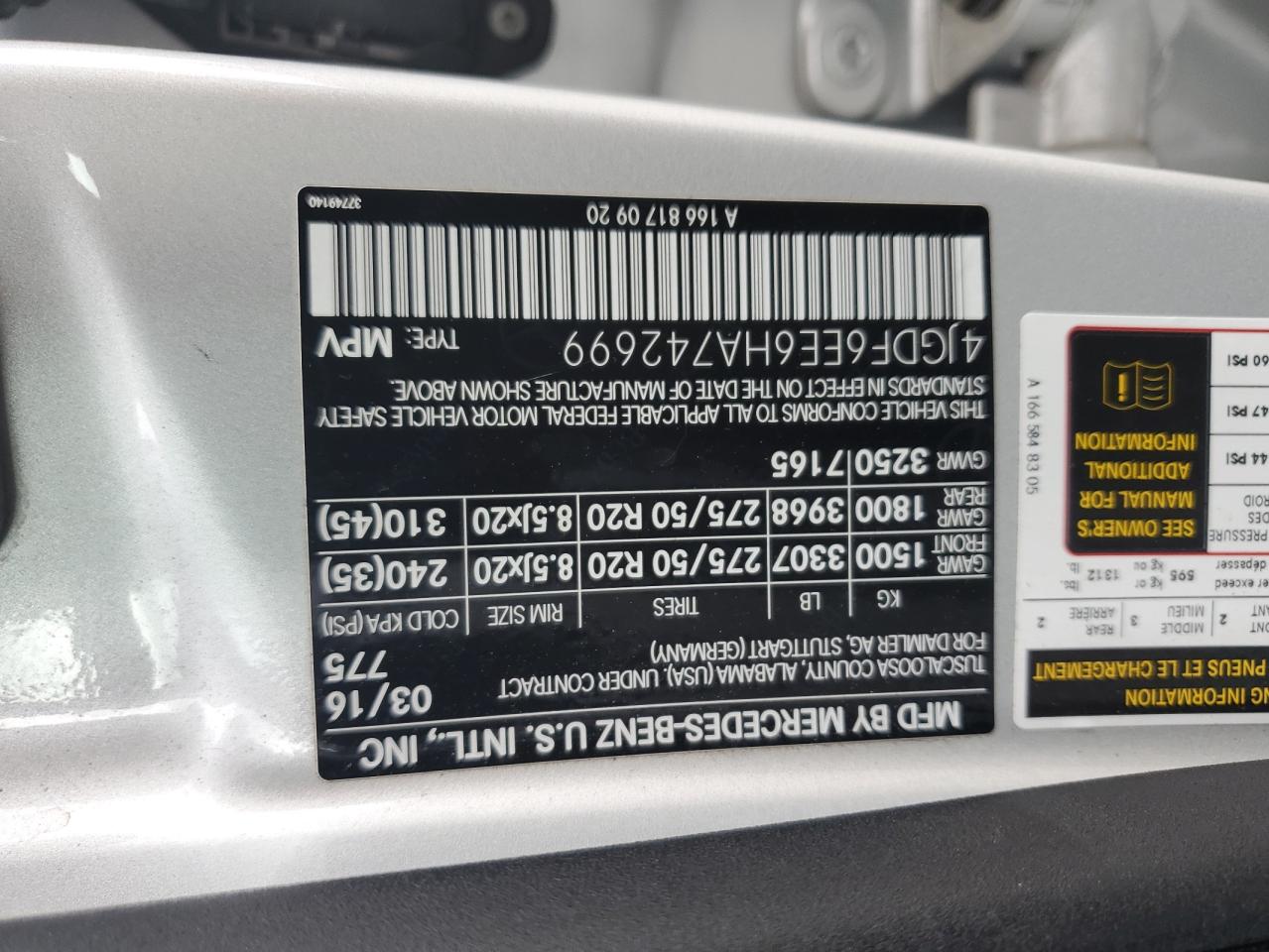 4jgdf6ee6ha742699 4JGDF6EE6HA742699 2017 Mercedes-Benz Gls 450 4Matic