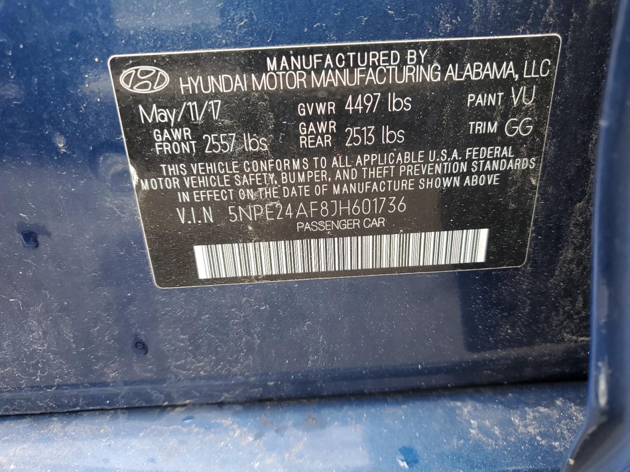 5NPE24AF8JH601736 2018 Hyundai Sonata Se