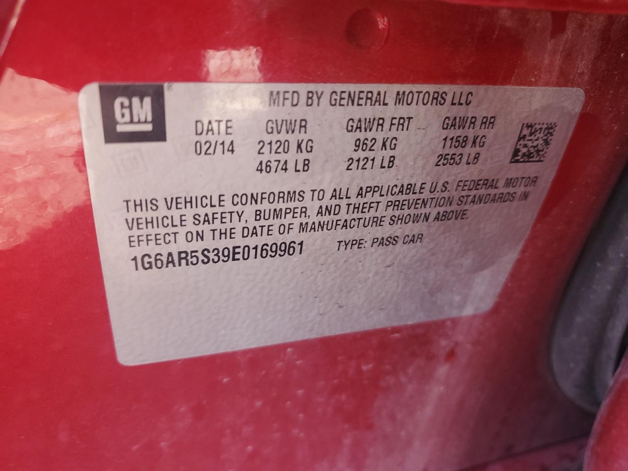 1G6AR5S39E0169961 2014 Cadillac Cts Luxury Collection