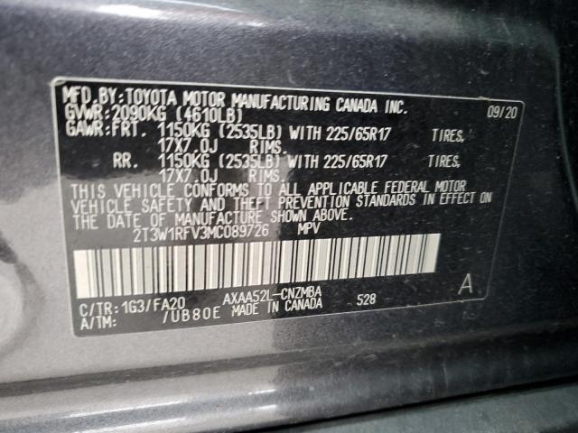 VIN 2T3W1RFV3MC089726 Toyota RAV4 XLE 13