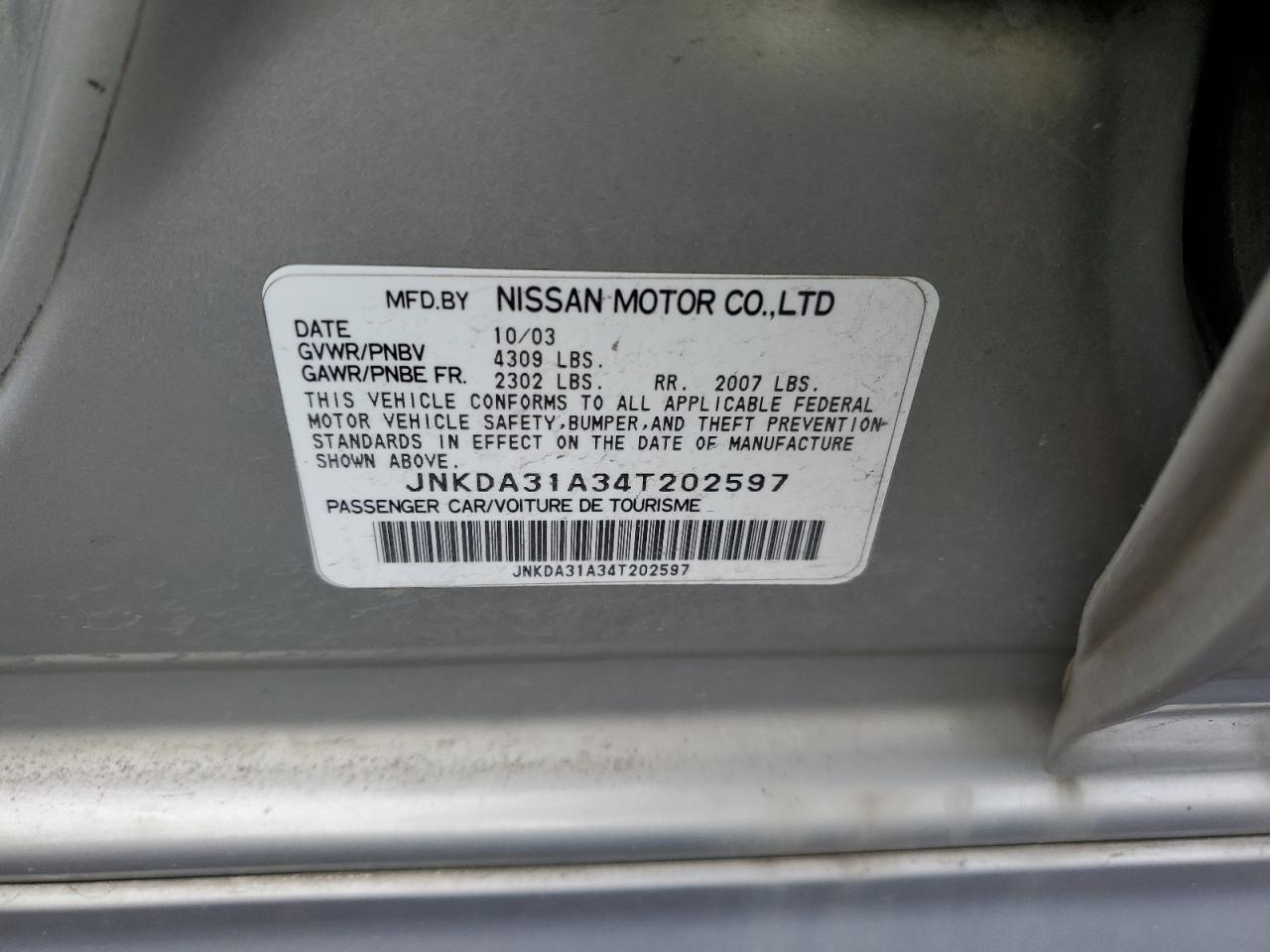 JNKDA31A34T202597 2004 Infiniti I35