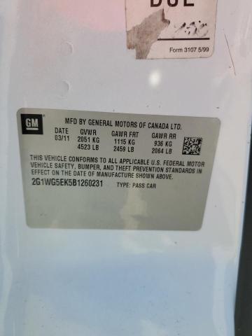 2011 Chevrolet Impala Lt VIN: 2G1WG5EK5B1260231 Lot: 47049074