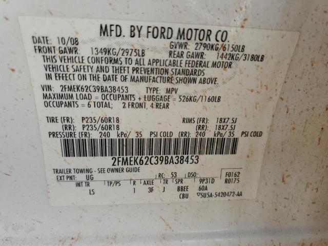 2009 Ford Flex Sel VIN: 2FMEK62C39BA38453 Lot: 43130054