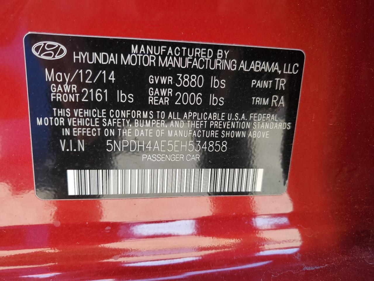 5NPDH4AE5EH534858 2014 Hyundai Elantra Se