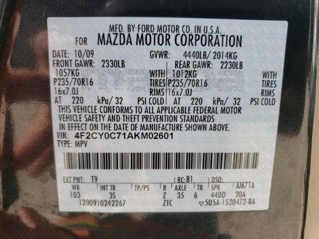 2010 Mazda Tribute I VIN: 4F2CY0C71AKM02601 Lot: 47426934