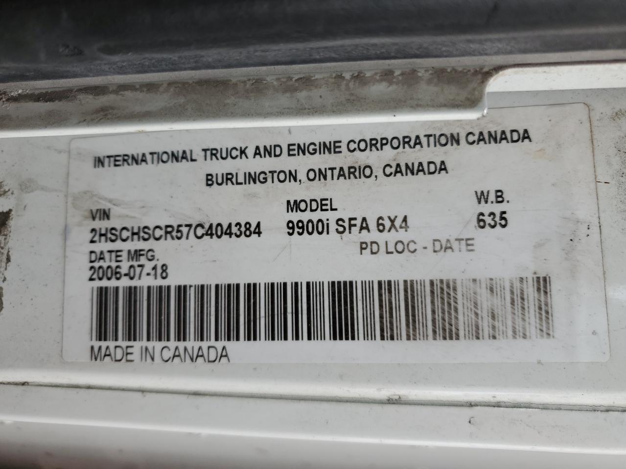 2HSCHSCR57C404384 2007 International 9900 9900I