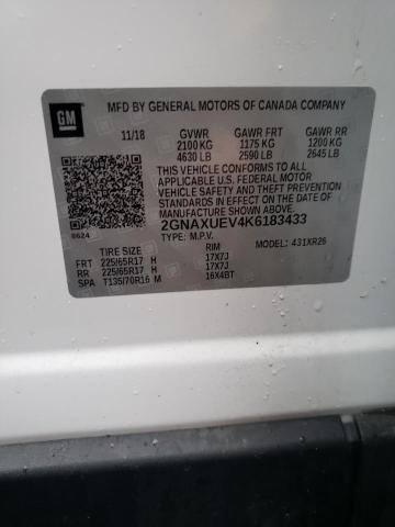 2019 Chevrolet Equinox Lt VIN: 2GNAXUEV4K6183433 Lot: 48129134