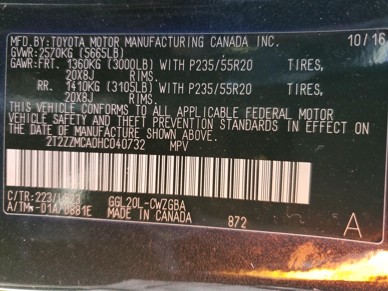 2T2ZZMCA0HC040732 Lexus RX350 2017. Фото: 11