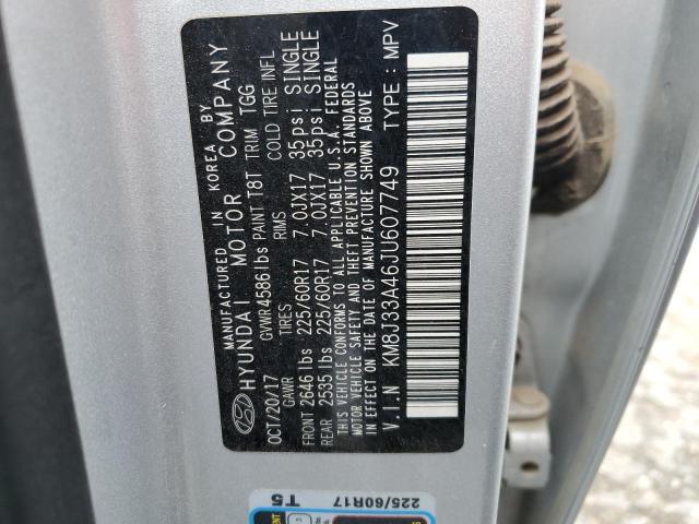 2018 Hyundai Tucson Sel VIN: KM8J33A46JU607749 Lot: 46485274