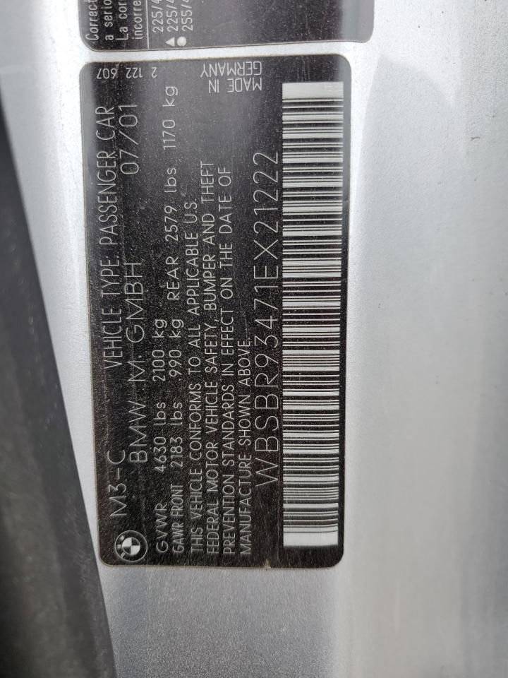 wbsbr93471ex21222 WBSBR93471EX21222 2001 BMW M3 Ci