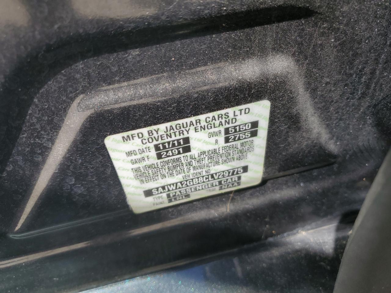 SAJWA2GB8CLV29775 2012 Jaguar Xjl