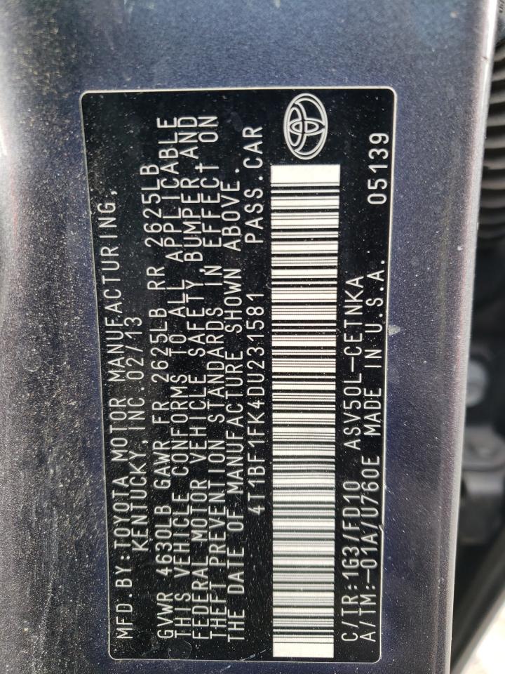 4T1BF1FK4DU231581 2013 Toyota Camry L