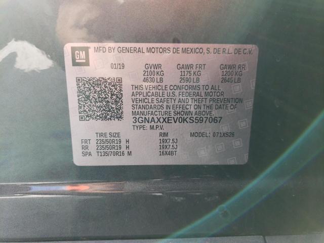 2019 CHEVROLET EQUINOX PR - 3GNAXXEV0KS597067