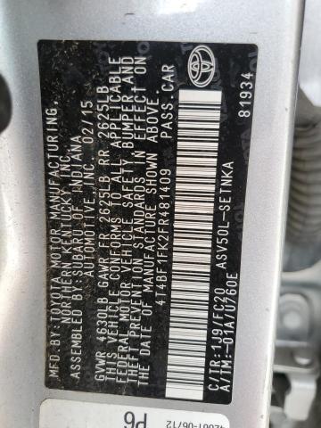 VIN 4T4BF1FK2FR481409 2015 Toyota Camry, LE no.12