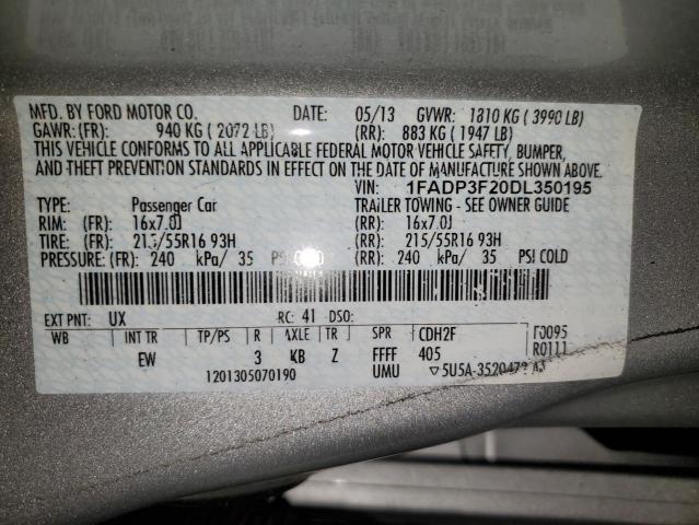 2013 Ford Focus Se VIN: 1FADP3F20DL350195 Lot: 48799834