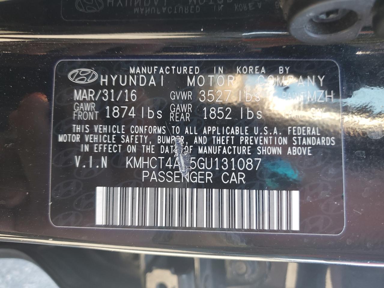 KMHCT4AE5GU131087 2016 Hyundai Accent Se