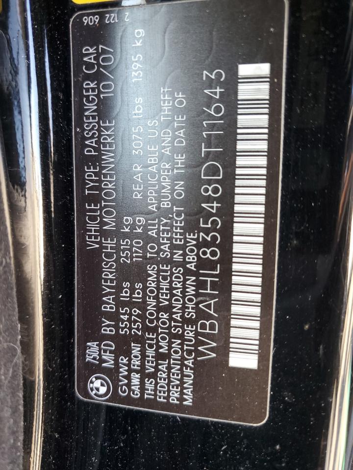 WBAHL83548DT11643 2008 BMW 750 I