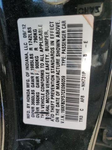 2012 Honda Civic Lx VIN: 19XFB2F57CE096059 Lot: 48890244