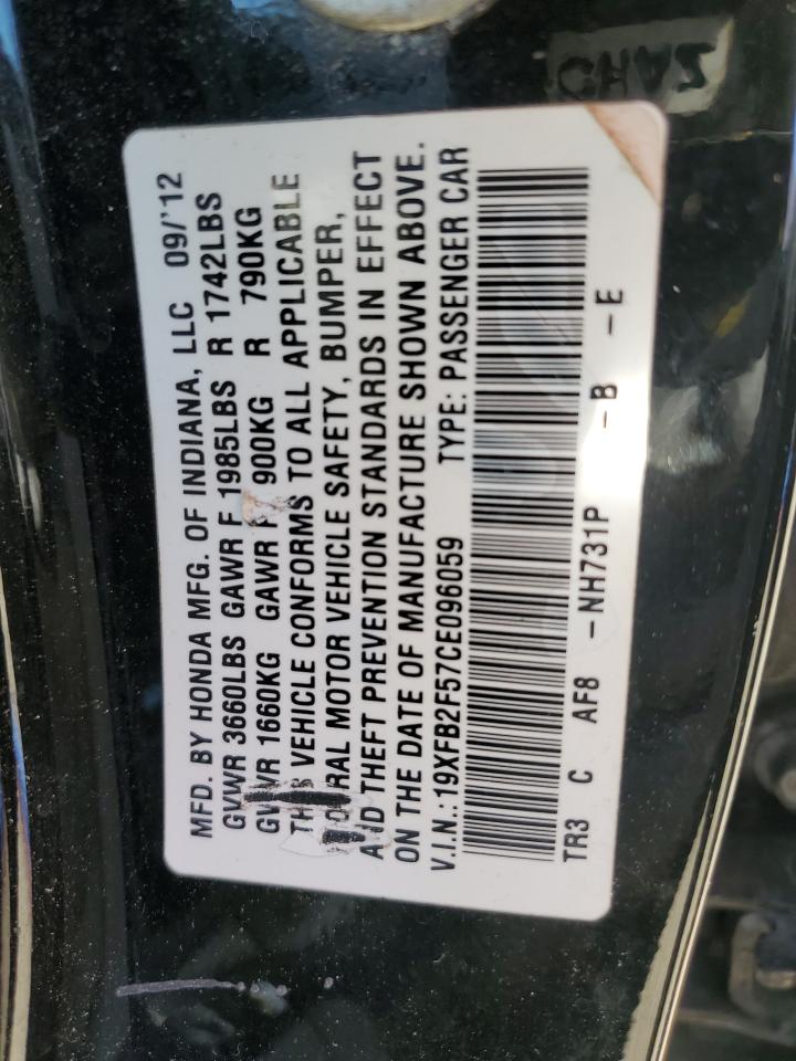 19XFB2F57CE096059 2012 Honda Civic Lx