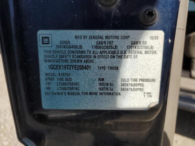 1GCEK19T2YE208401 2000 Chevrolet Silverado K1500