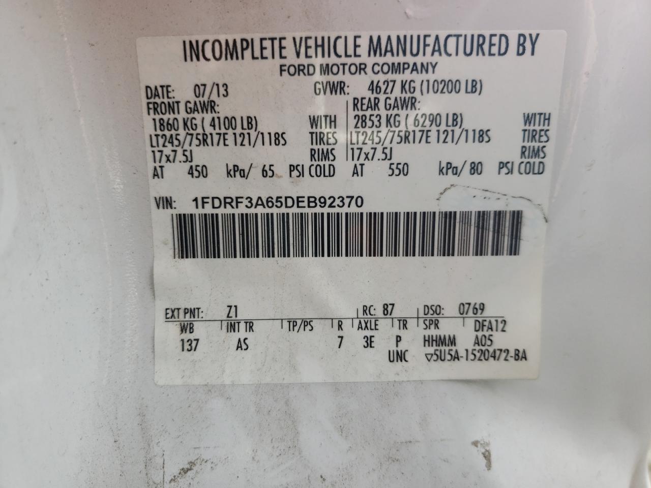 1FDRF3A65DEB92370 2013 Ford F350 Super Duty