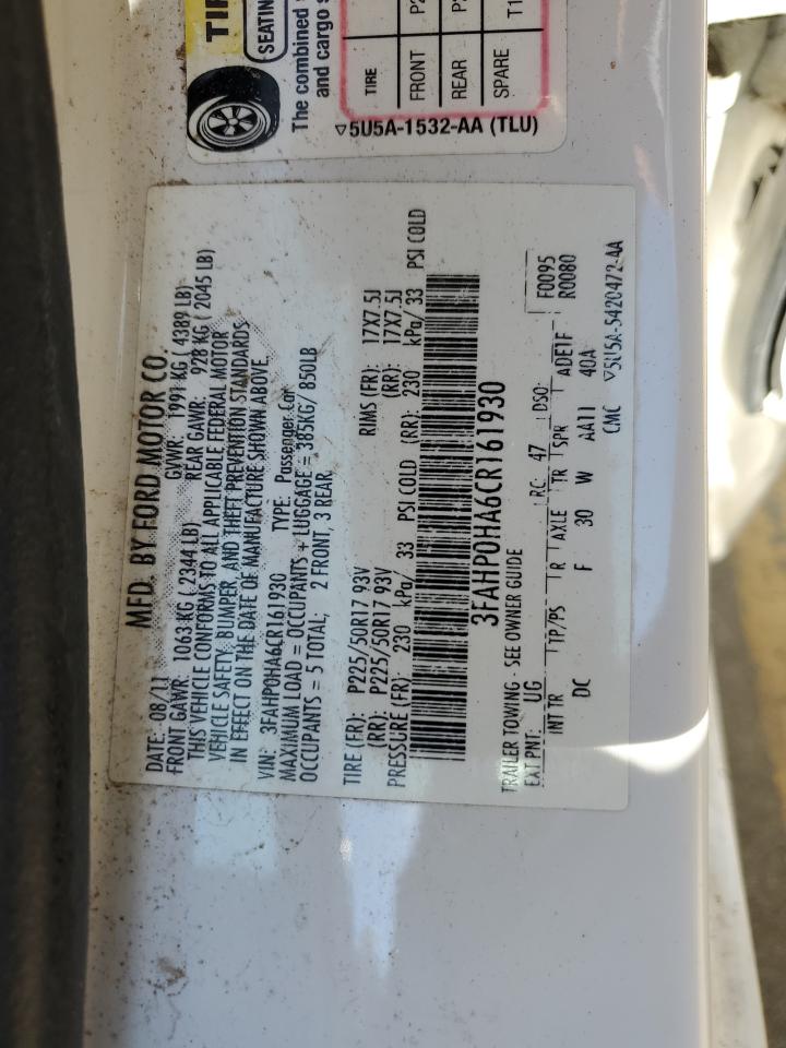 3FAHP0HA6CR161930 2012 Ford Fusion Se