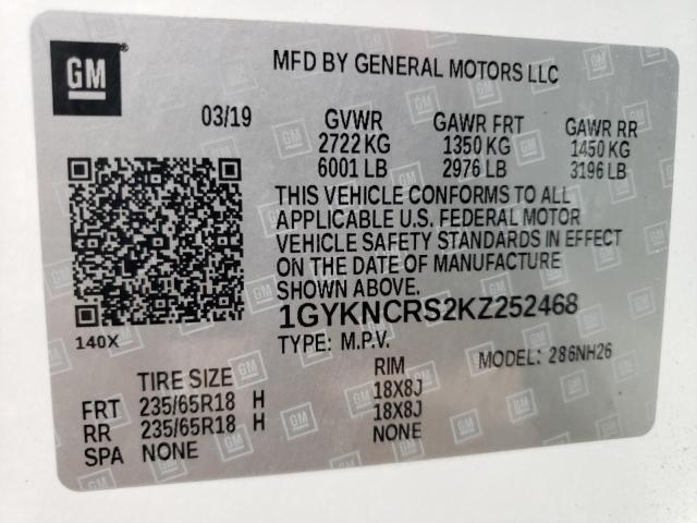 2019 Cadillac Xt5 Luxury VIN: 1GYKNCRS2KZ252468 Lot: 46277594