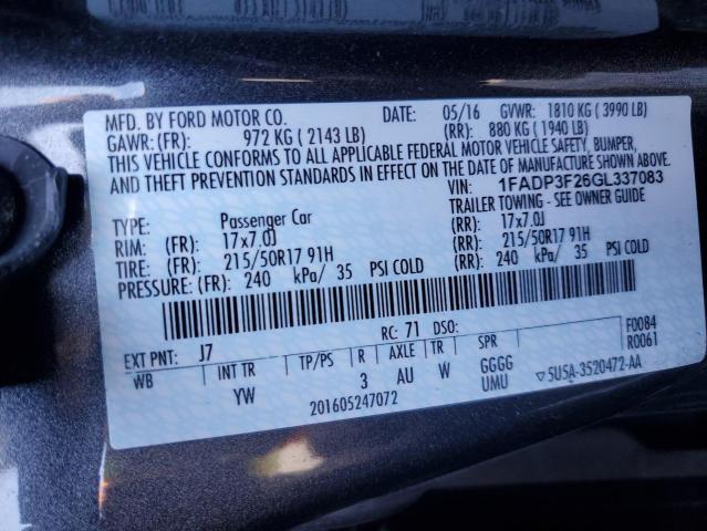 2016 FORD 12W10 DLP 1FADP3F26GL337083